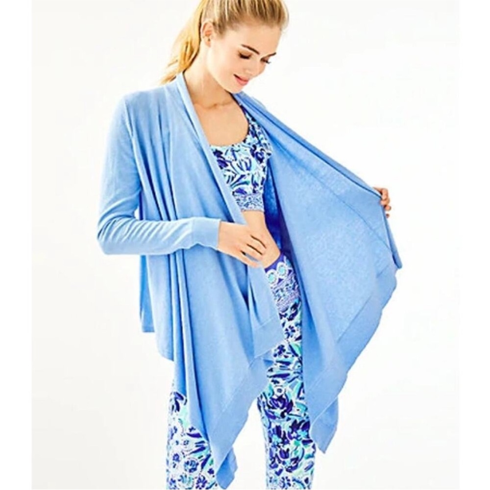 Lilly Pulitzer Cool Max Danique Heathered Blue Peri Cardigan - Size Large